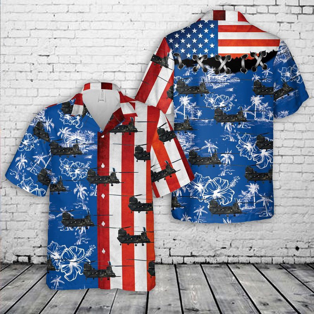 Army Hawaiian Shirt, Us Army Boeing Mh-47G Beast Chinook 160Th Soar Night Stalkers, 4Th Of July Hawaiian Shirt, Military Aloha Shirts
