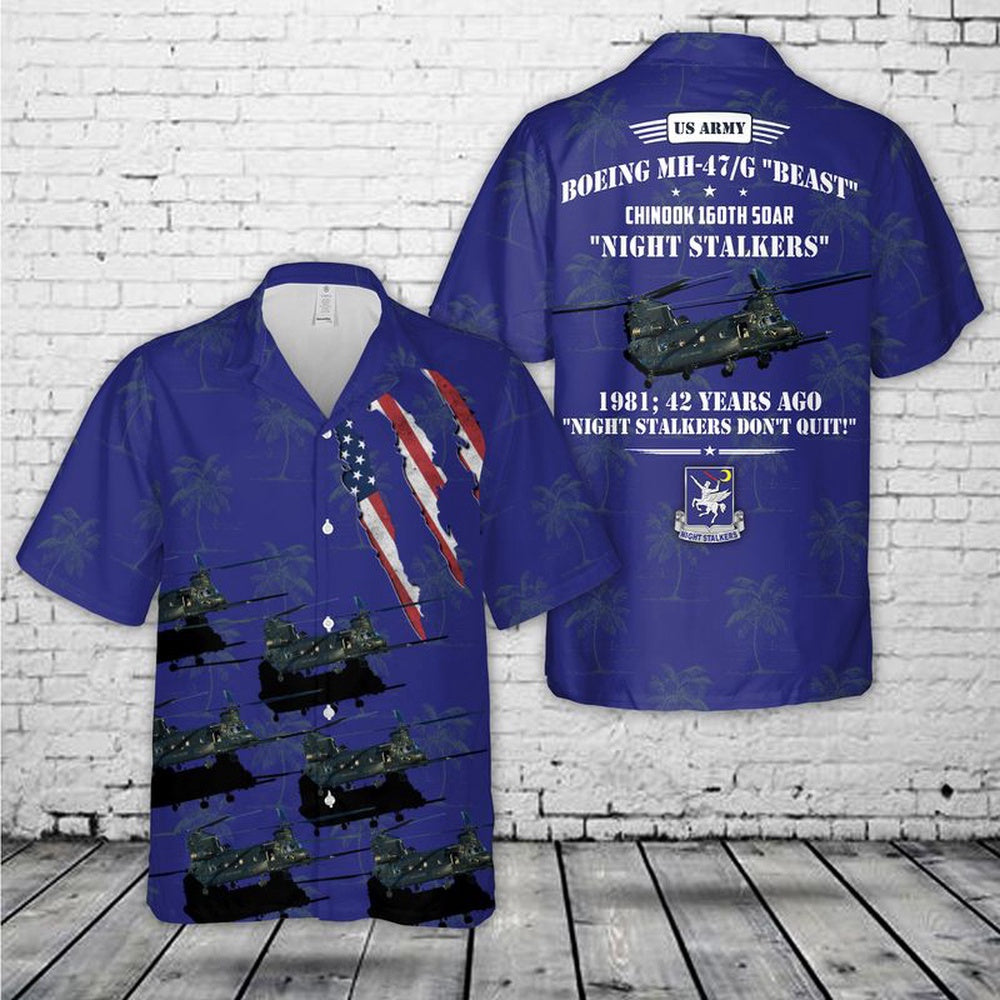 Army Hawaiian Shirt, Us Army Boeing Mh-47G Beast Chinook 160Th Soar Night Stalkers Hawaiian Shirt, Military Aloha Shirts