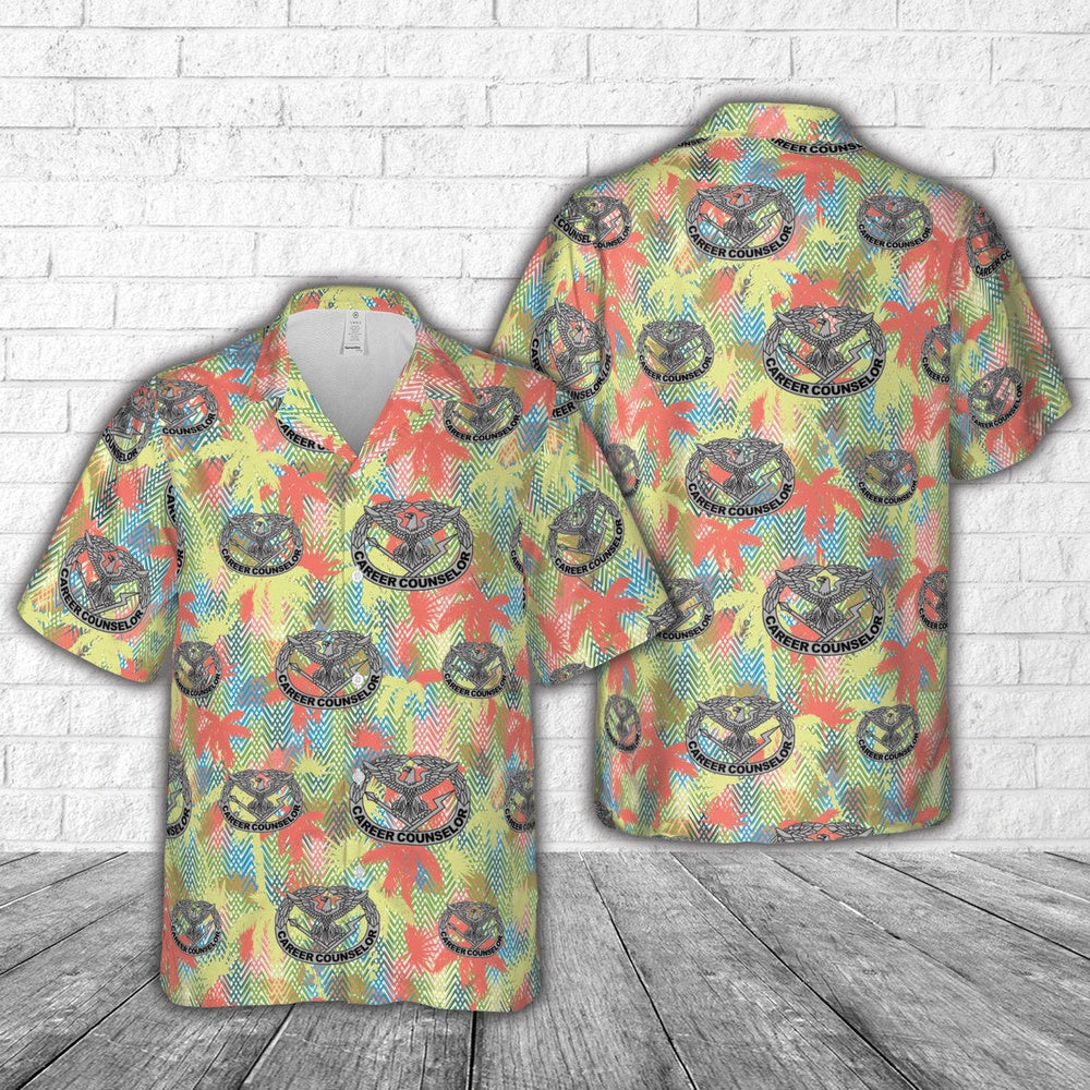 Army Hawaiian Shirt, Us Army Career Counselor Identification Badge Hawaiian Shirt, Military Aloha Shirts