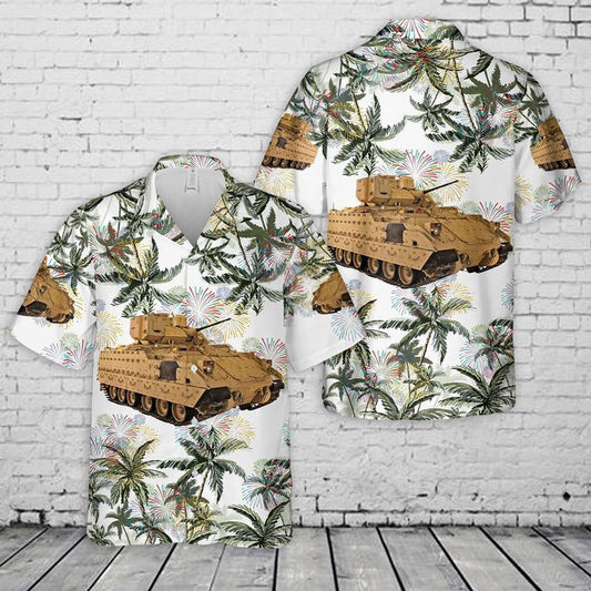 Army Hawaiian Shirt, Us Army M2A3 Bradley Hawaiian Fourth Of July Shirt, Veteran Hawaiian Shirts
