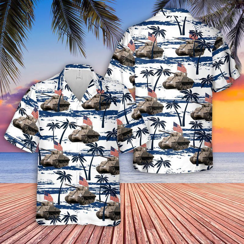 Army Hawaiian Shirt, Us Army M4A3(76)W Hvss Hawaiian Shirt, Veteran Hawaiian Shirts