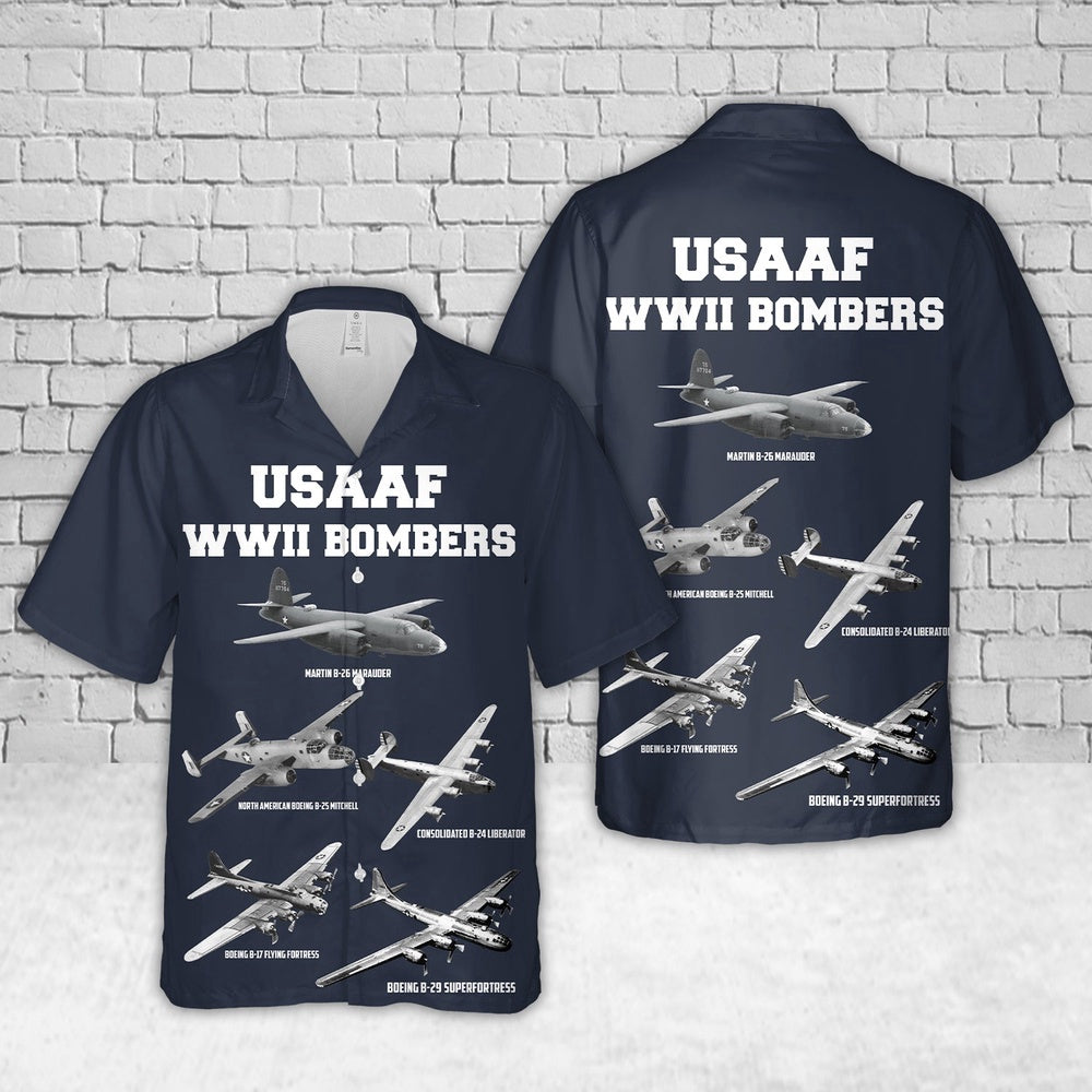 Army Hawaiian Shirt, WWII US Army Air Force Heavy Bombers Hawaiian Shirt, Veteran Hawaiian Shirts