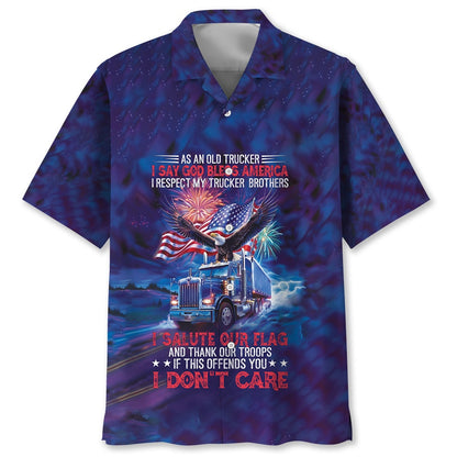 As An Old Trucker I Say God Bless America Hawaiian Shirt, Funny Hawaiian Shirt, Usa Hawaiian Shirt, Vintage Hawaiian Shirts