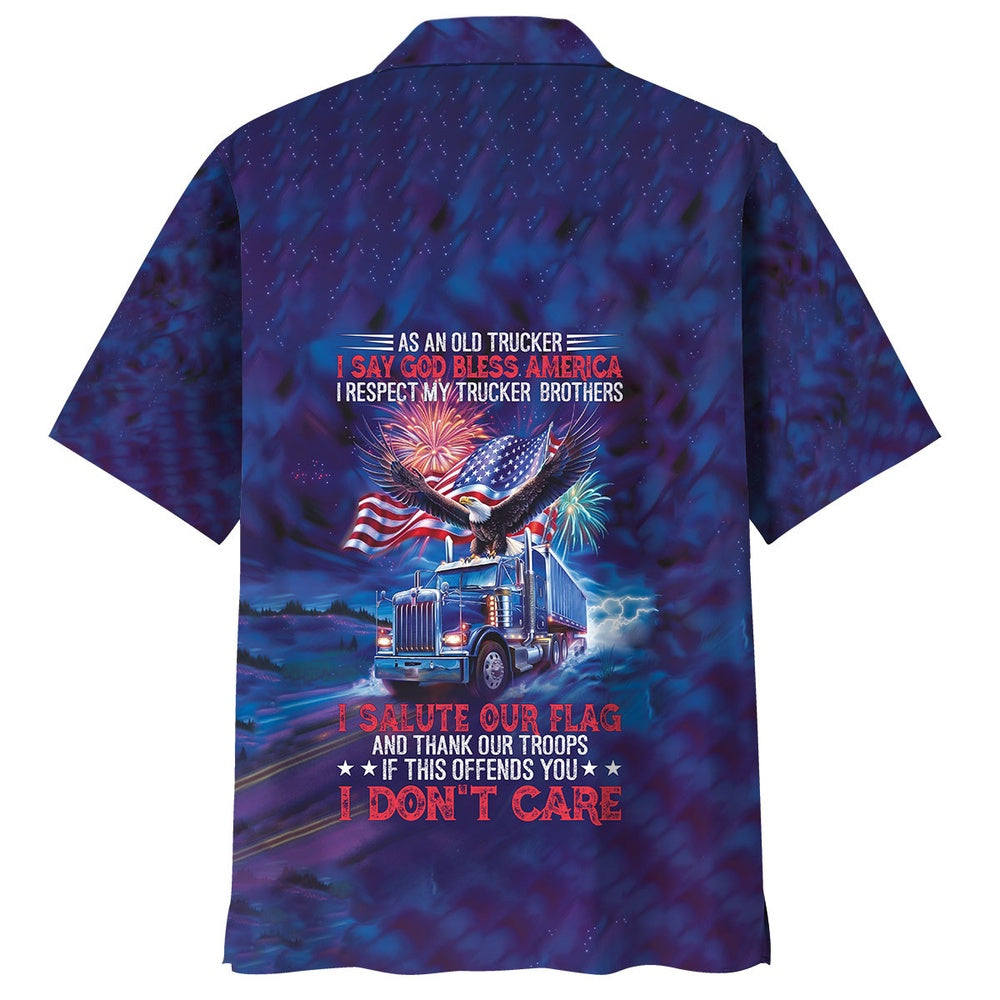 As An Old Trucker I Say God Bless America Hawaiian Shirt, Funny Hawaiian Shirt, Usa Hawaiian Shirt, Vintage Hawaiian Shirts