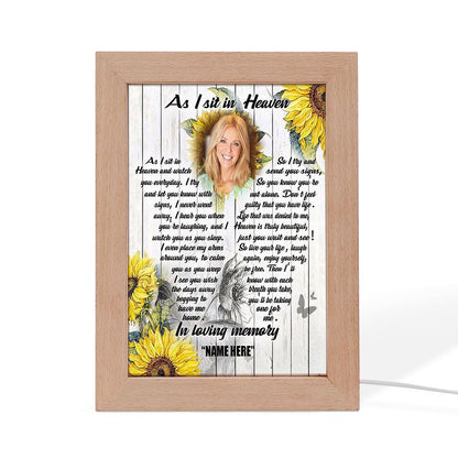 As I Sit In Heaven Memorial Frame Lamp, Mother's Day Night Light, Best Mom Ever, Gift For Mom