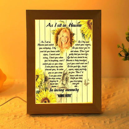 As I Sit In Heaven Memorial Frame Lamp, Mother's Day Night Light, Best Mom Ever, Gift For Mom