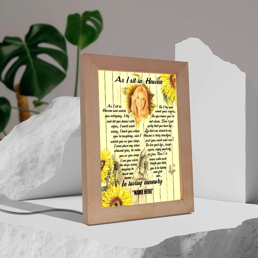 As I Sit In Heaven Memorial Frame Lamp, Mother's Day Night Light, Best Mom Ever, Gift For Mom