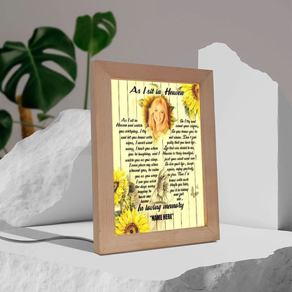 As I Sit In Heaven Memorial Frame Lamp, Mother's Day Night Light, Best Mom Ever, Gift For Mom