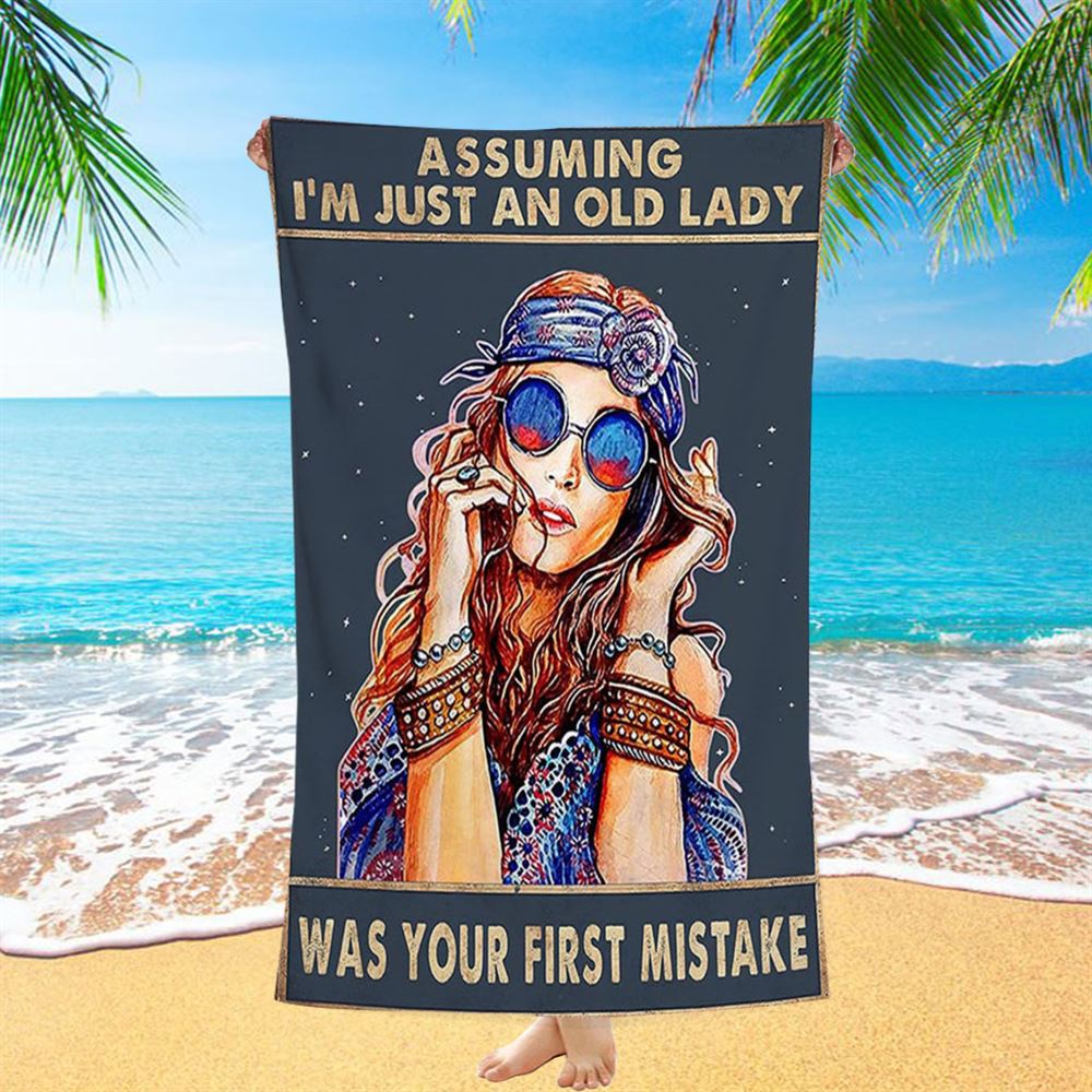 Assuming I'm Just An Old Lady Beach Towel - Boho Hippie Room Decor - Bohemian Room Decor - Gift For Women