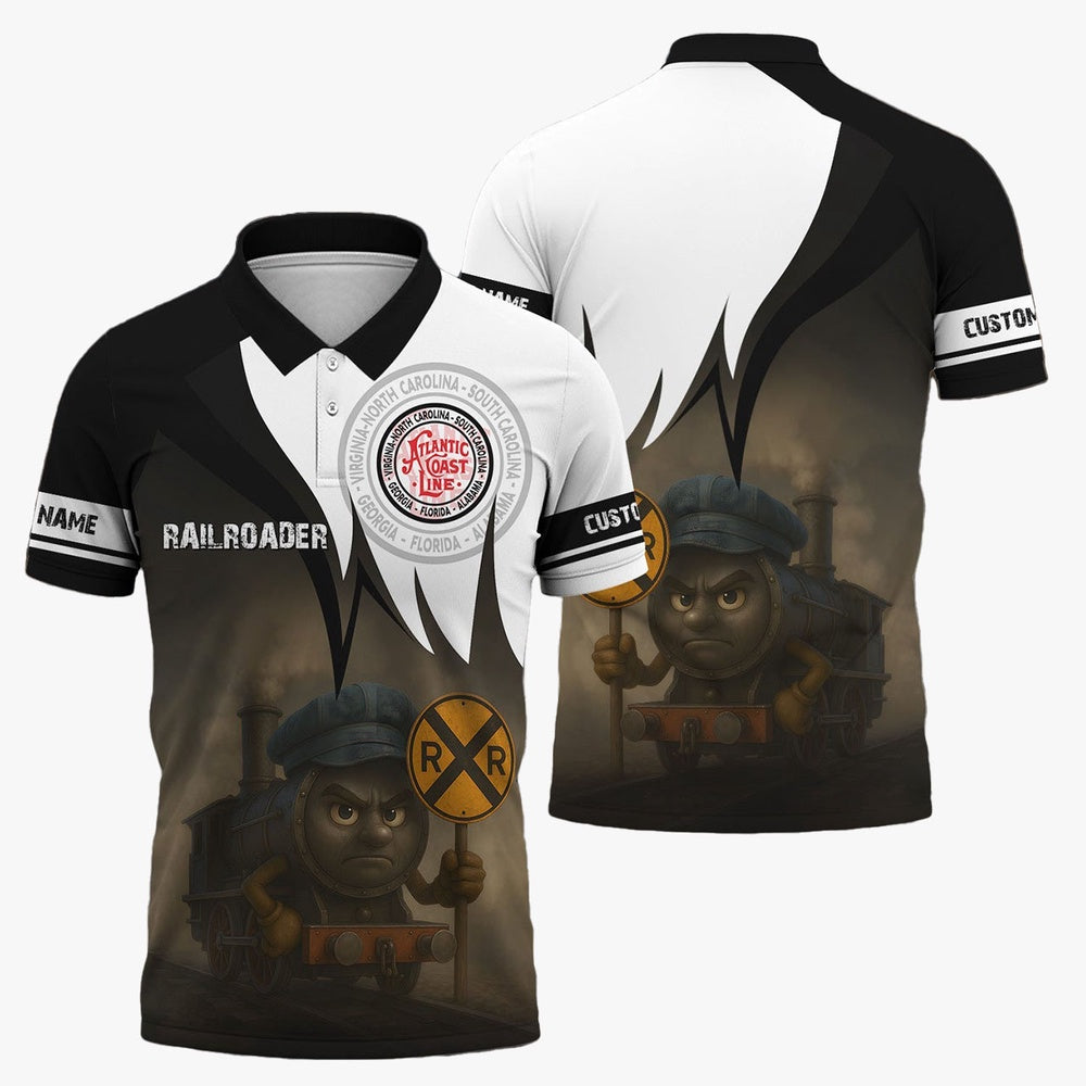 Atlantic Coast Line Railroad Polo Shirt, Angry Train Polo Shirt, Gift Idea For Train Lover
