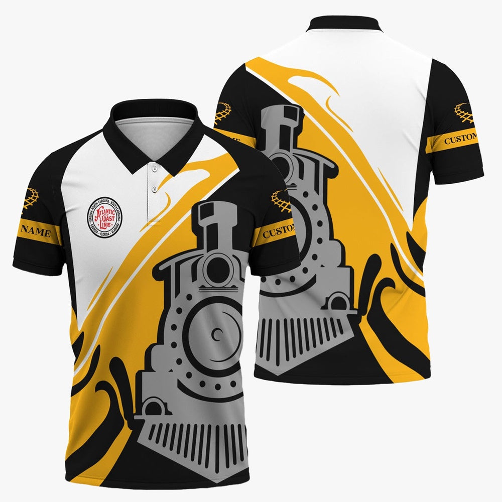 Atlantic Coast Line Railroad Polo Shirt, Flame Inspired Style Shirt Gift Idea For Train Lovers