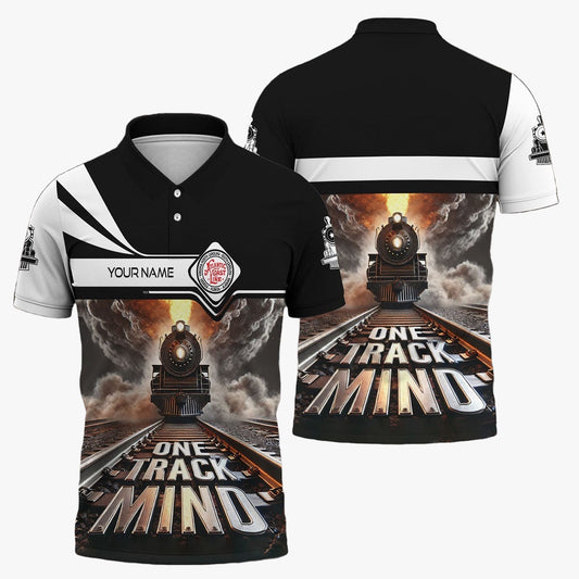 Atlantic Coast Line Railroad Polo Shirt, One Track Mind Train Printed Shirt