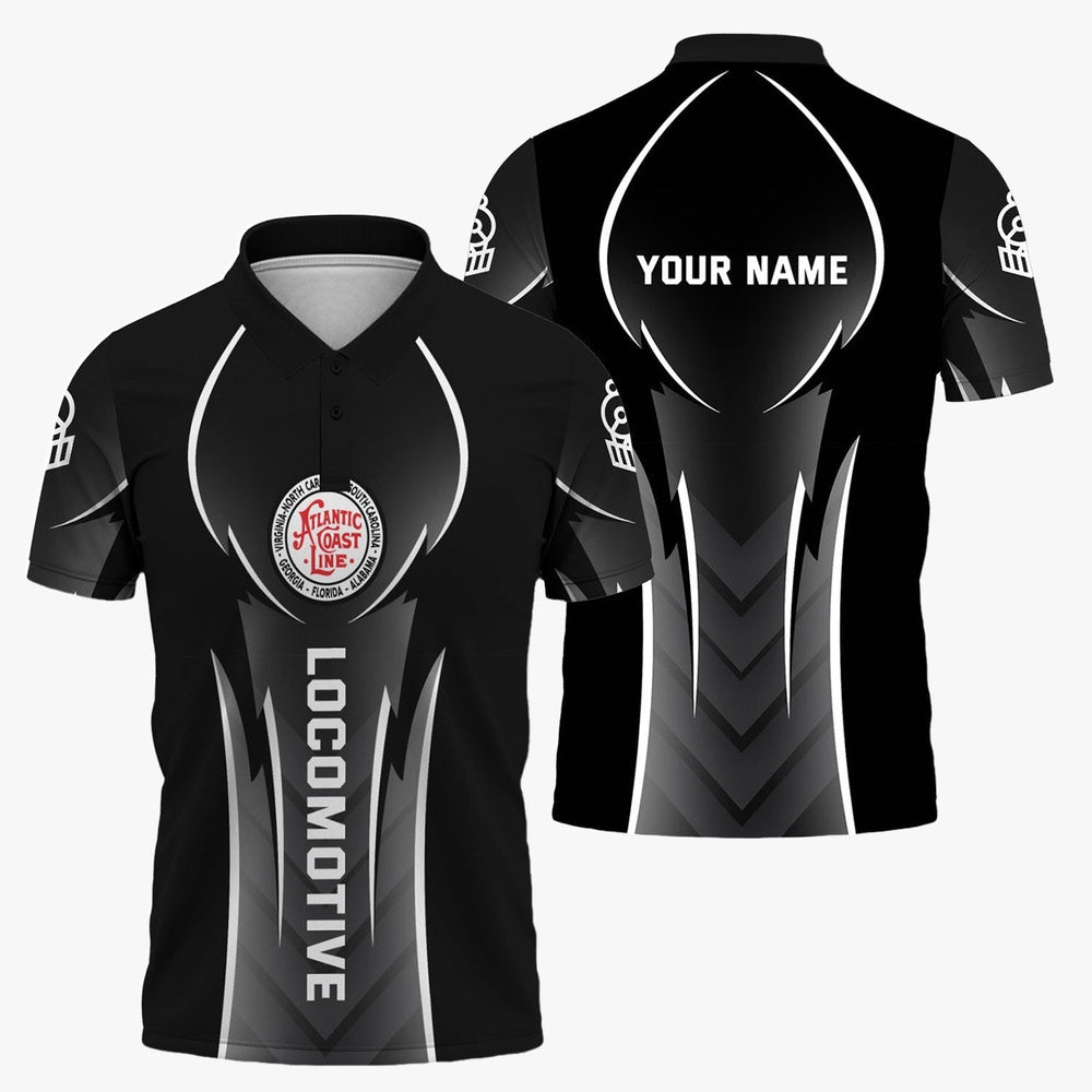 Atlantic Coast Line Railroad Polo Shirt, Striking Line Style Train Shirt For Locomotive Lovers