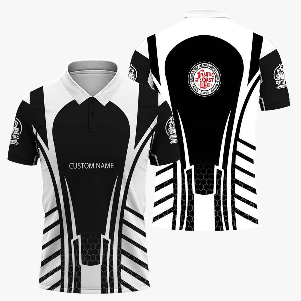 Atlantic Coast Line Railroad Polo Shirt, Striped Railroad Style Train Polo Shirt
