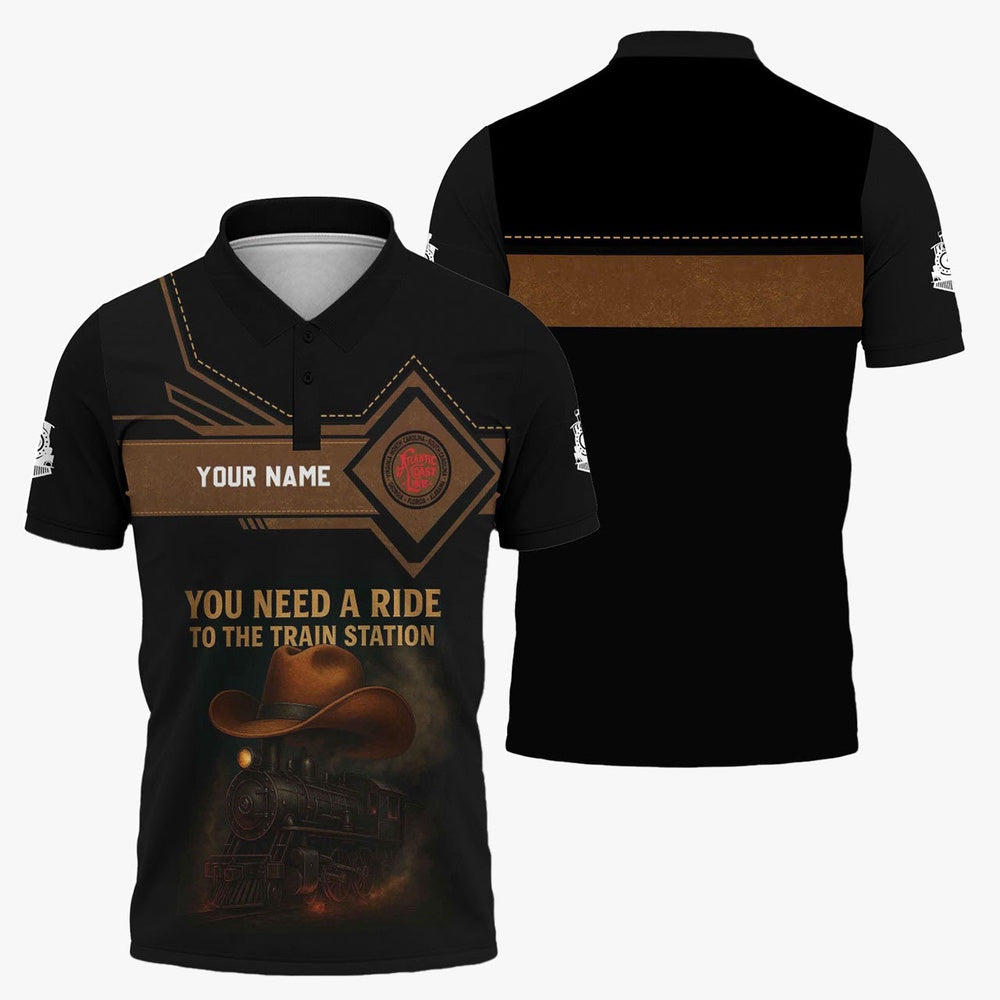 Atlantic Coast Line Railroad Polo Shirt, You Need A Ride To The Train Station Shirt For Train Lovers