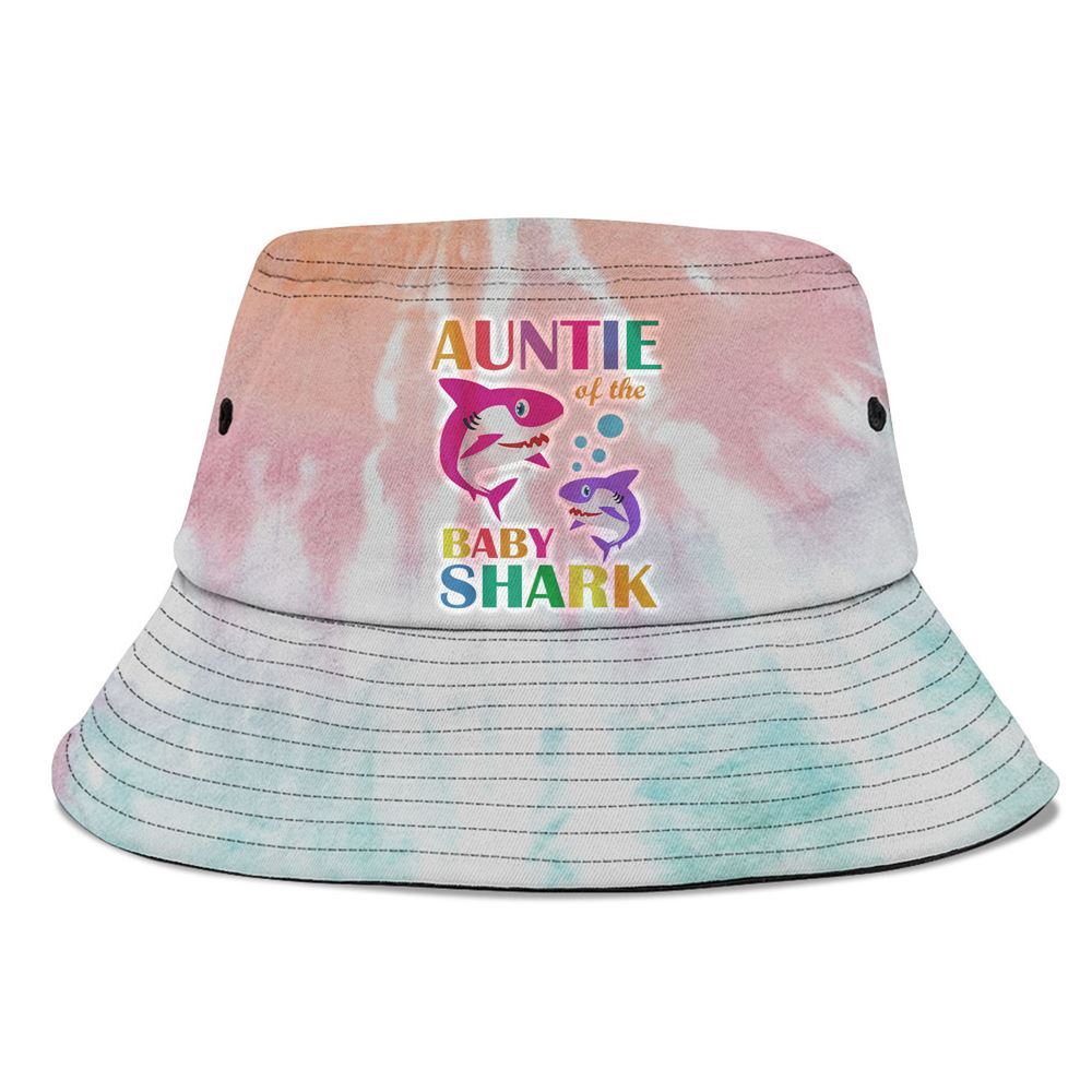 Auntie Of The Baby Birthday Shark Auntie Shark Bucket Hat, Mother's Day Bucker Hat, Tie Dye Bucket Hat, Women's Sun Hats