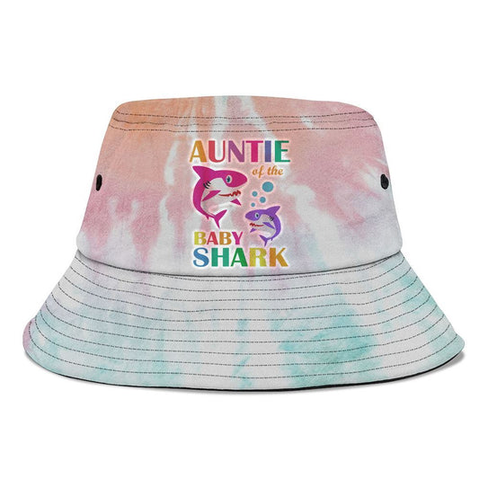 Auntie Of The Baby Birthday Shark Auntie Shark Bucket Hat, Mother's Day Bucker Hat, Tie Dye Bucket Hat, Women's Sun Hats