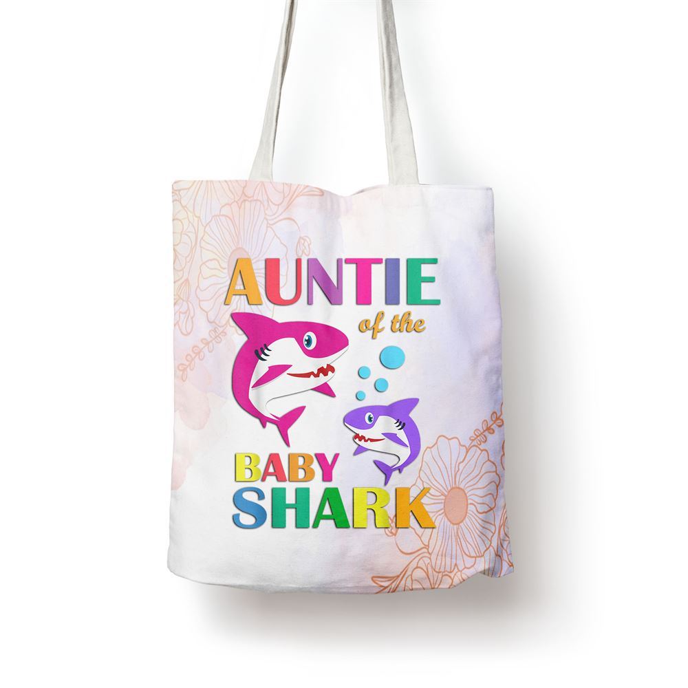 Auntie Of The Baby Birthday Shark Auntie Shark Mothers Day Tote Bag, Women Tote Bag, Canvas Tote Bag, Printed Tote Bag