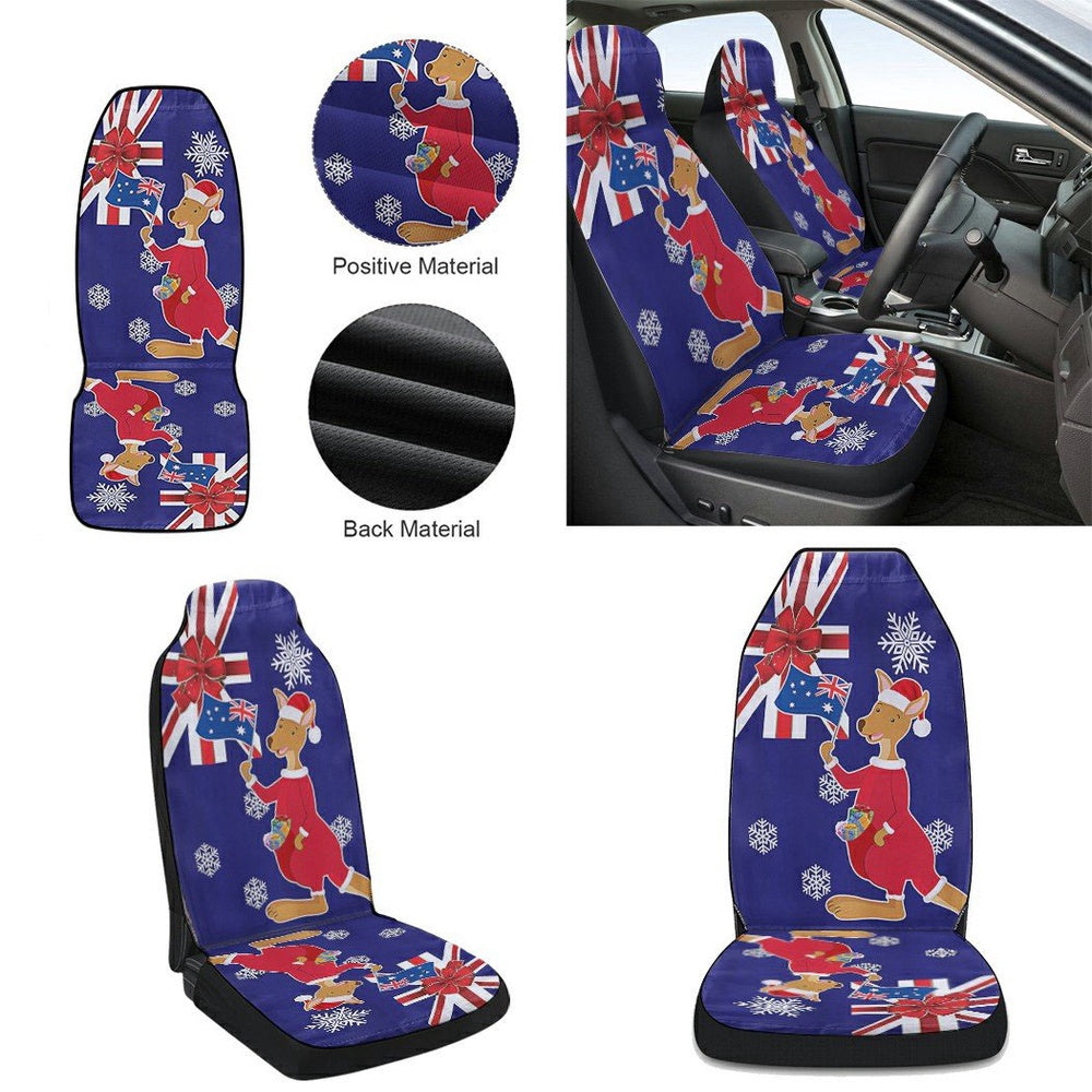 Austalia Christmas Kangaroo Claus Merry Christmas Cars Seat Cover, Christmas Car Seat Covers, Car Decor Gift