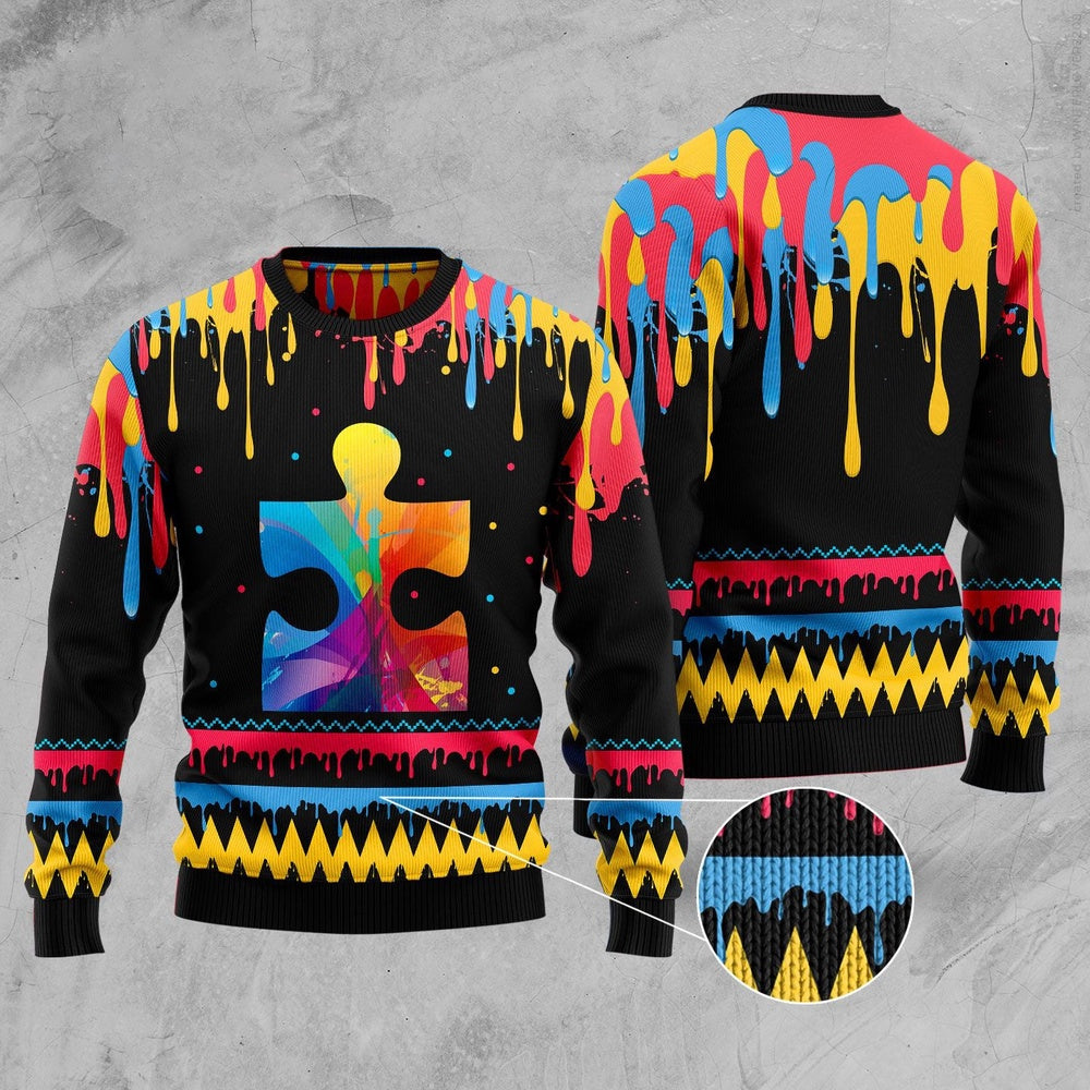 Autism Colorful Beauty Ugly Christmas Sweater, Funny Xmas Sweater, Sweater Xmas
