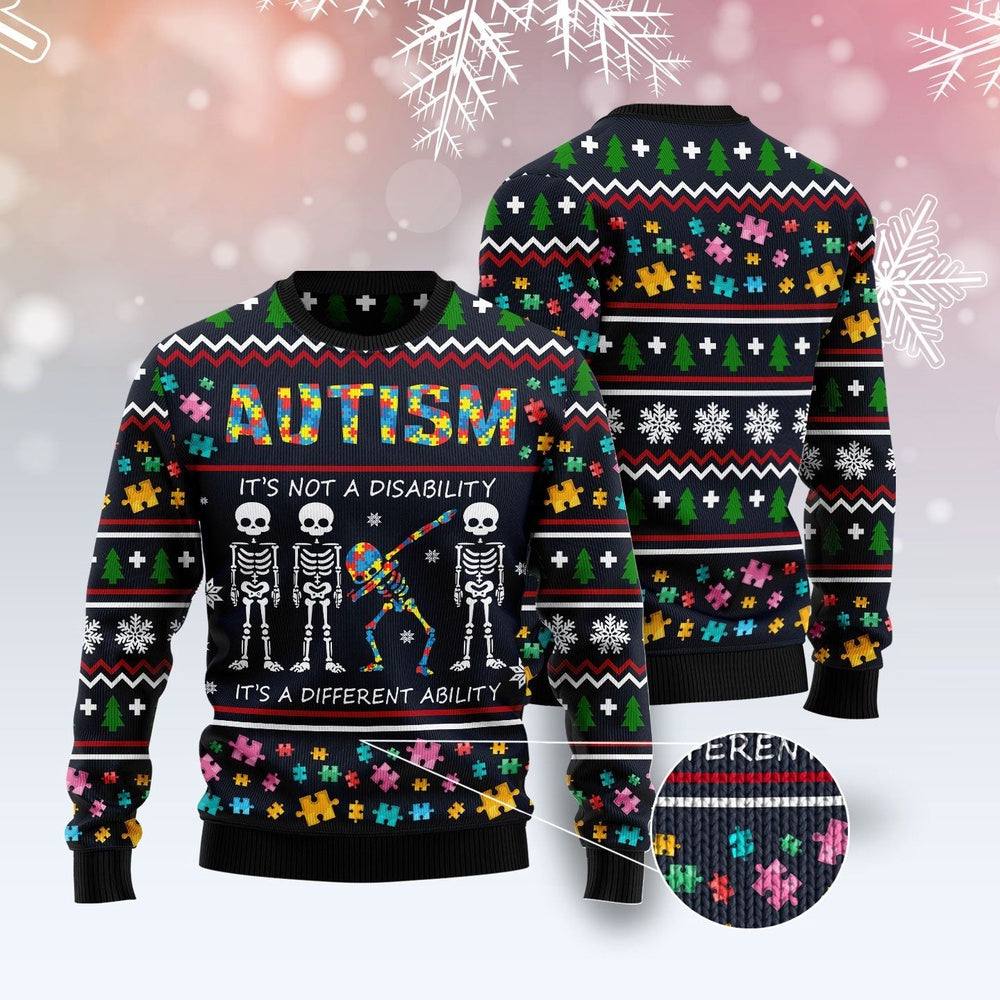 Autism It's A Different Ability Ugly Christmas Sweater, Funny Xmas Sweater, Sweater Xmas