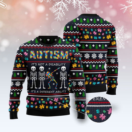 Autism It's A Different Ability Ugly Christmas Sweater, Funny Xmas Sweater, Sweater Xmas
