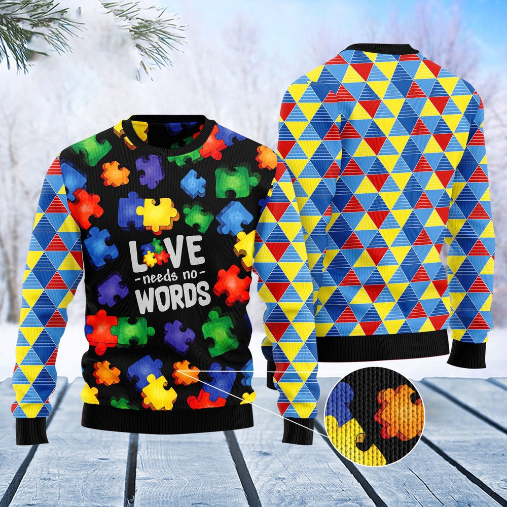 Autism Love Ugly Christmas Sweater, Funny Xmas Sweater, Sweater Xmas