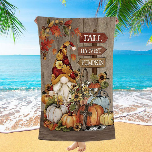 Autumn Season Pumpkin Autumn Leaves Fall Harvest Pumpkin Beach Towel - Christian Beach Towel - Bible Verse Beach Towel