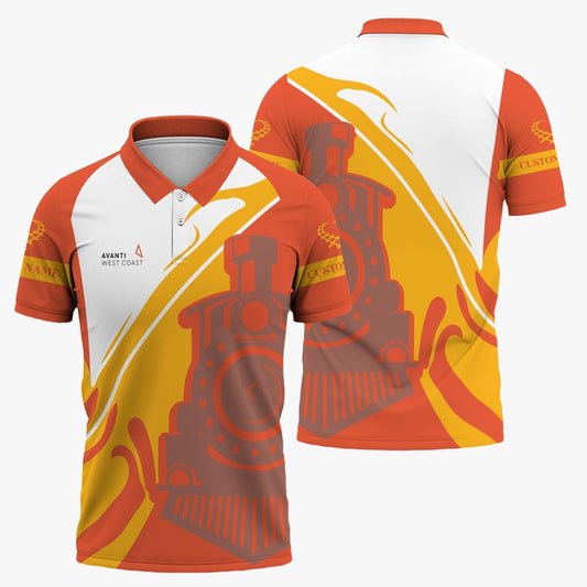 Avanti West Coast Polo Shirt, Flame Inspired Style Shirt Gift Idea For Train Lovers
