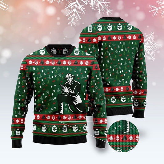 Awesome Firefighter Pattern Green Ugly Christmas Sweater, Funny Xmas Sweater, Sweater Xmas
