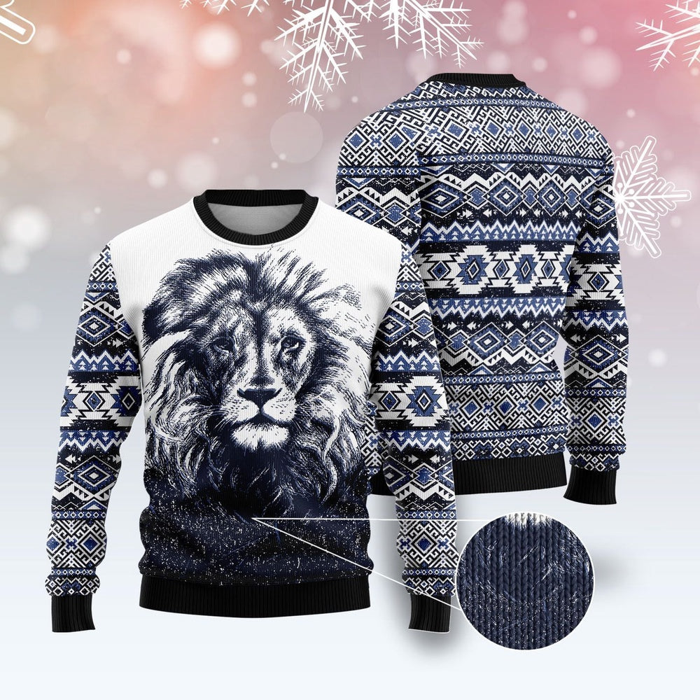 Awesome Lion Ugly Christmas Sweater, Funny Xmas Sweater, Sweater Xmas