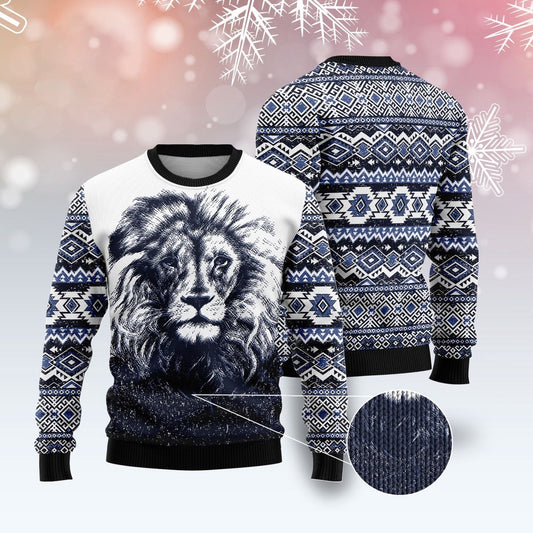 Awesome Lion Ugly Christmas Sweater, Funny Xmas Sweater, Sweater Xmas