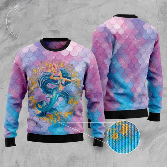 Awesome Mermaid Ugly Christmas Sweater, Funny Xmas Sweater, Sweater Xmas