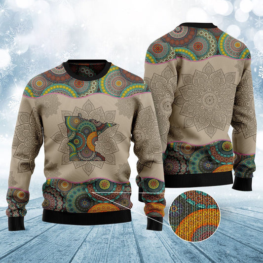 Awesome Minnesota Mandala Ugly Christmas Sweater, Funny Xmas Sweater, Sweater Xmas