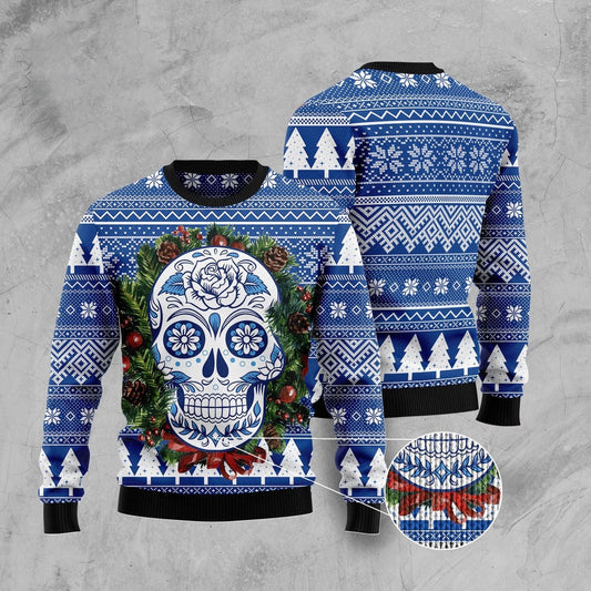 Awesome Sugar Skull Ugly Christmas Sweater, Funny Xmas Sweater, Sweater Xmas
