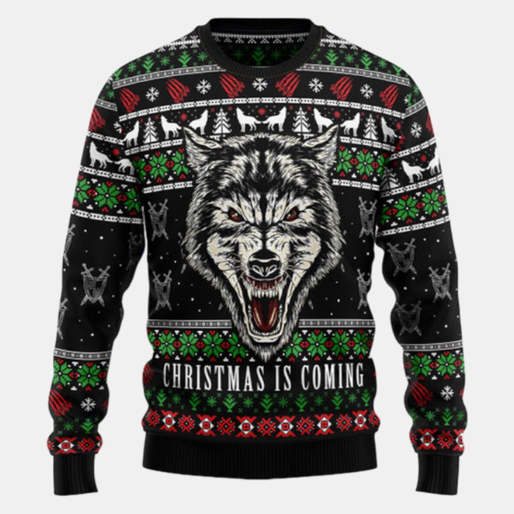 Awesome Wolf Ugly Sweater - Christmas sweater gift