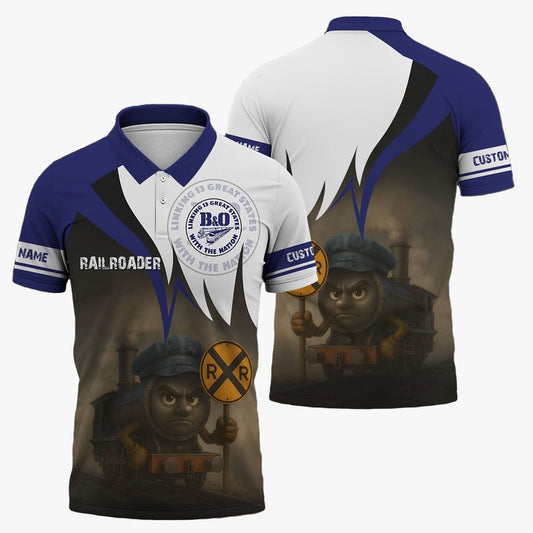 BAndO Great States Railroad Polo Shirt, Angry Train Polo Shirt, Gift Idea For Train Lover