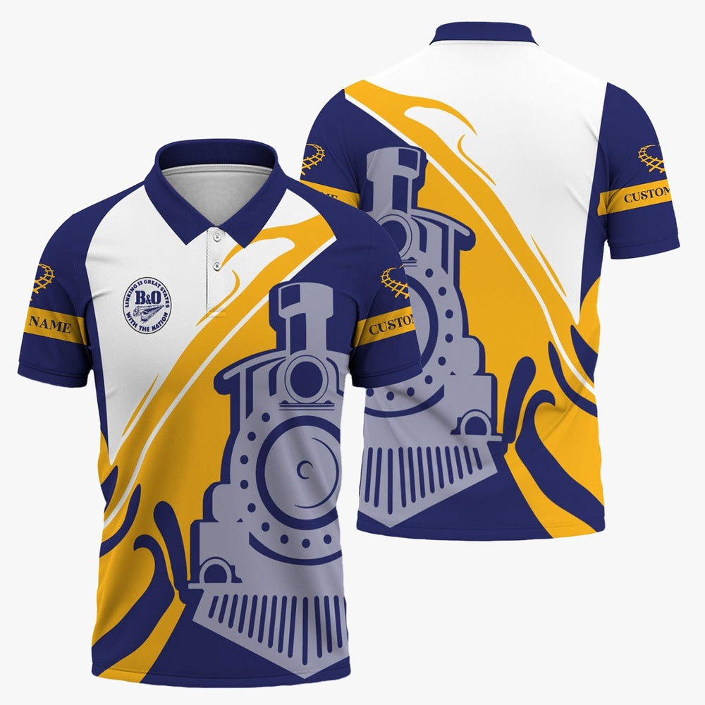BAndO Great States Railroad Polo Shirt, Flame Inspired Style Shirt Gift Idea For Train Lovers