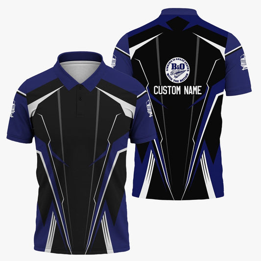 BAndO Great States Railroad Polo Shirt, Lightning Edge Design Train Shirt For Railroad Lovers