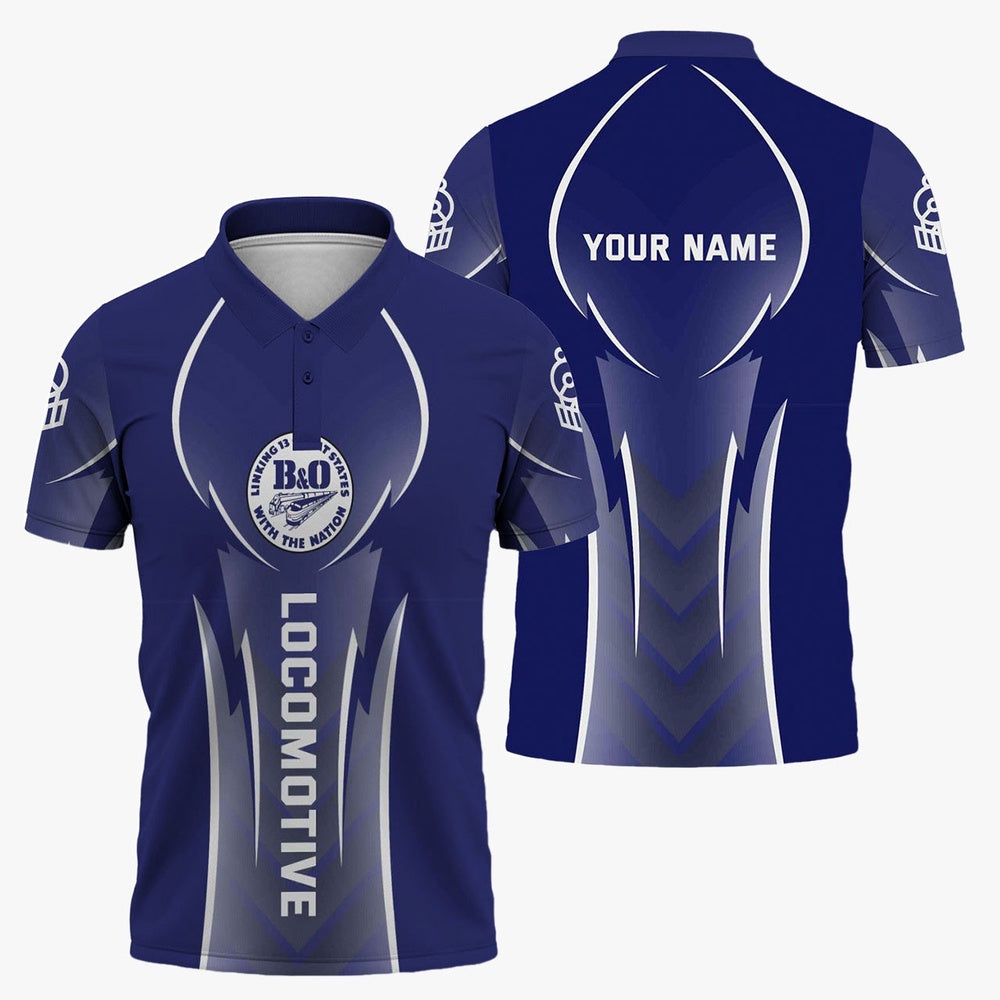 BAndO Great States Railroad Polo Shirt, Striking Line Style Train Shirt For Locomotive Lovers