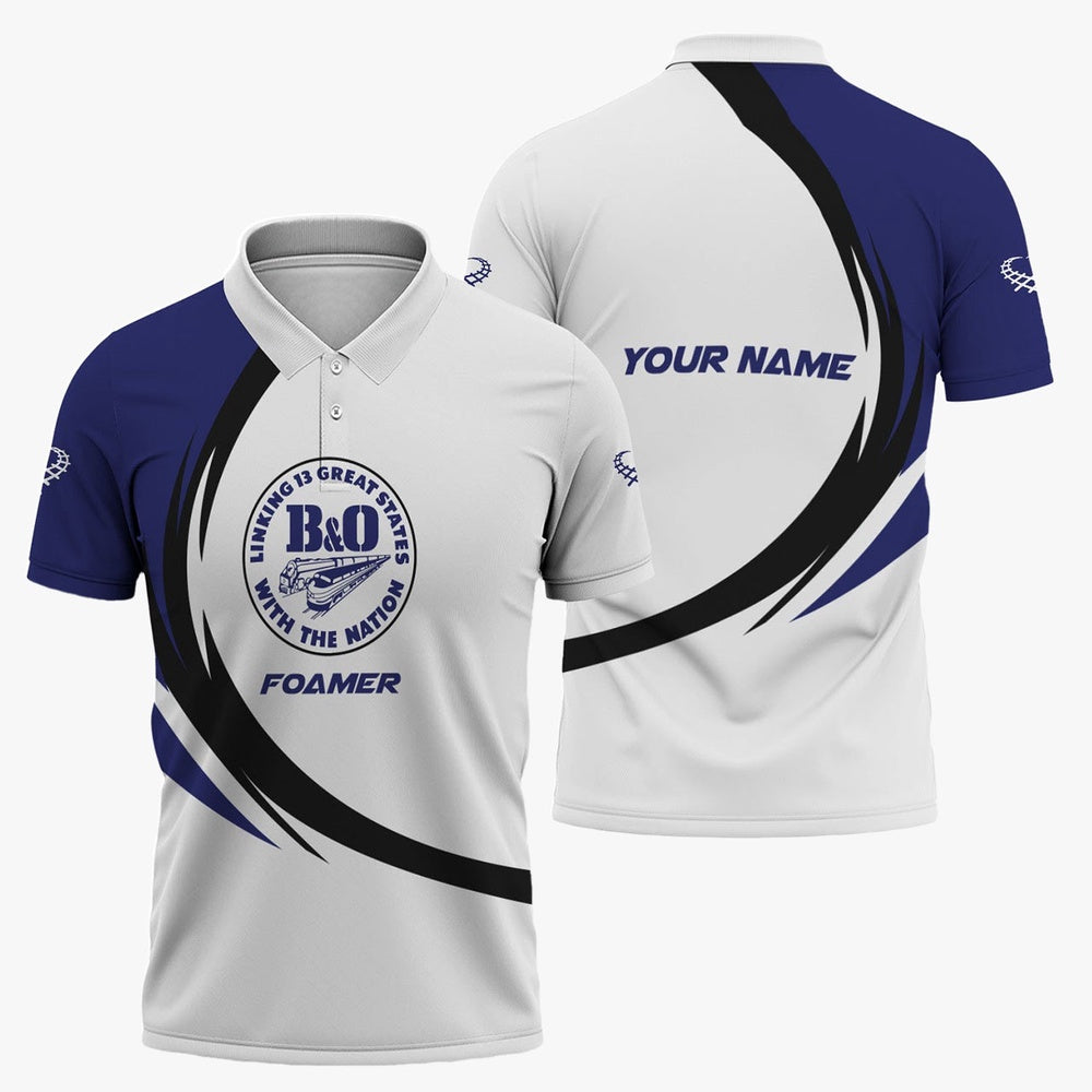 BAndO Great States Railroad Polo Shirt, Unique Graphic Style Shirt For Train Enthusiasts