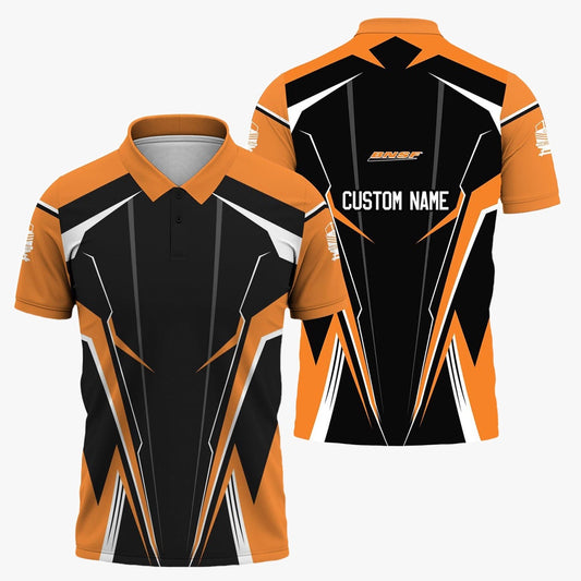 BNSF Railway Polo Shirt, Lightning Edge Design Train Shirt For Railroad Lovers