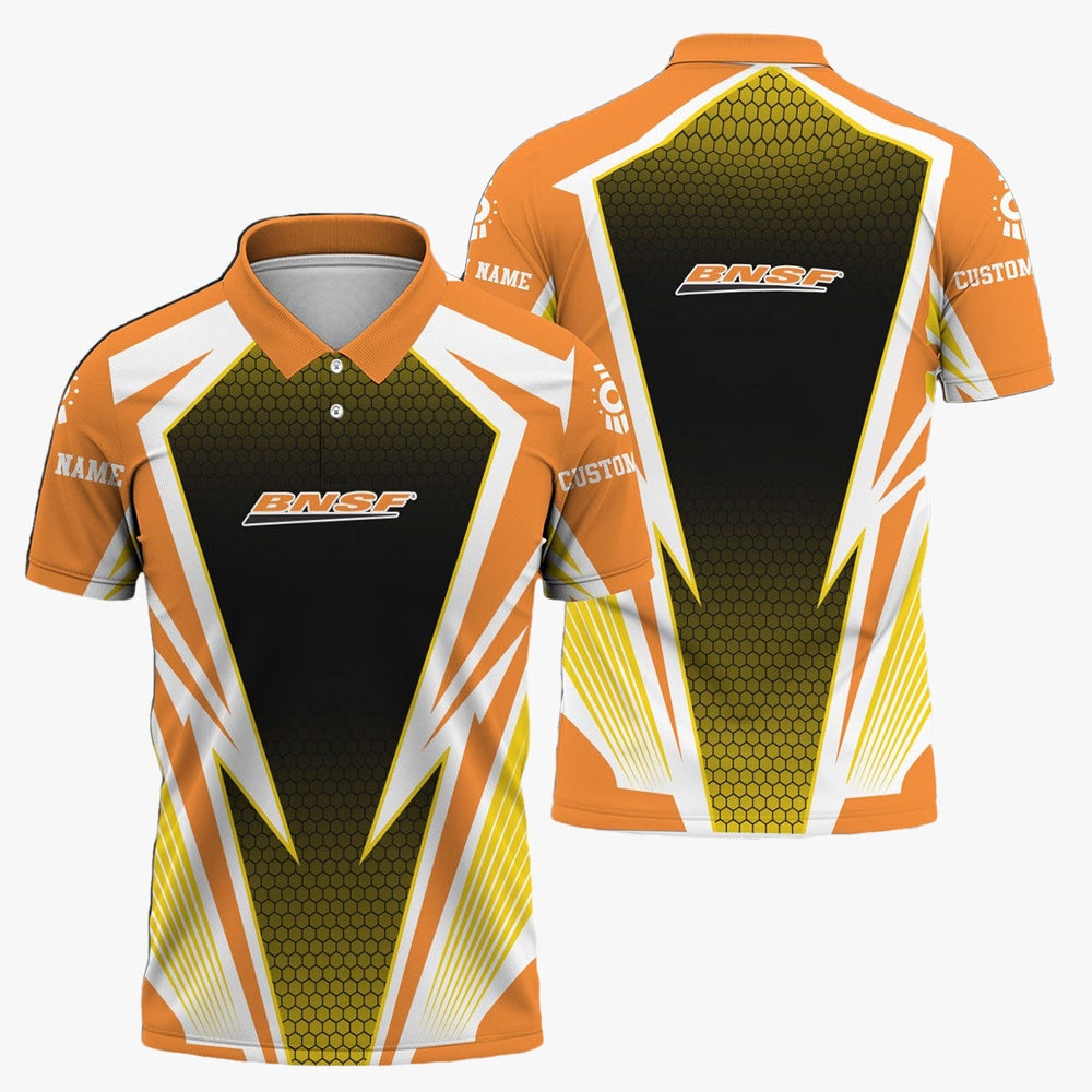 BNSF Railway Polo Shirt, Lightning Graphic Style Shirt Gift Idea For Train Lover