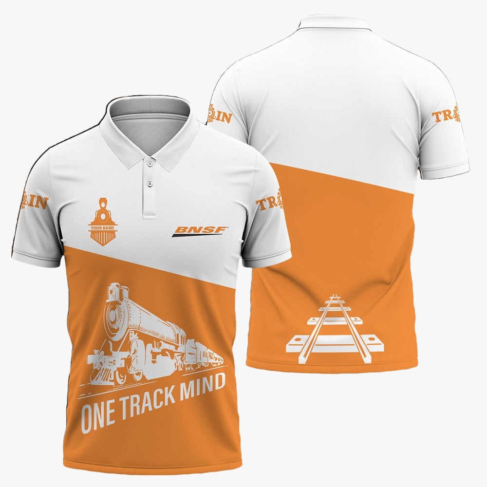 BNSF Railway Polo Shirt, One Track Mind Unisex Train Shirt Gift Idea For Train Lover