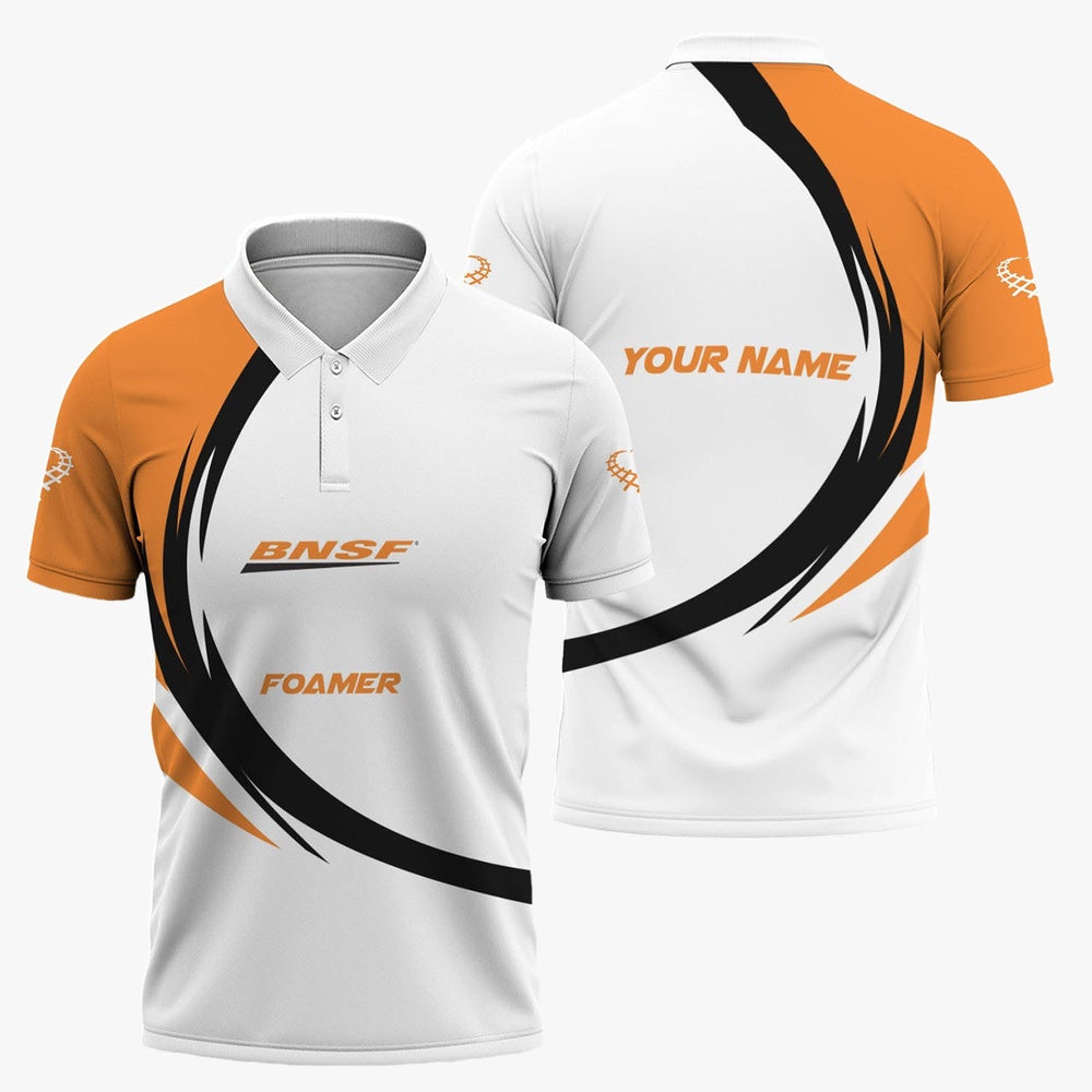 BNSF Railway Polo Shirt, Unique Graphic Style Shirt For Train Enthusiasts