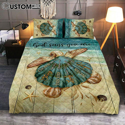 Baby Turtle God Says You Are Quilt Bedding Set Art