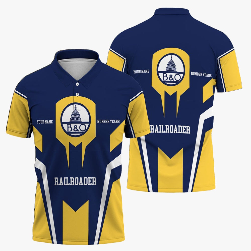 Baltimore and Ohio Railroad Polo Shirt, Custom Year Railroader BAndO Shirt Gift Idea For Train Lover