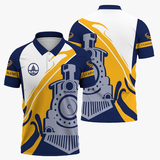 Baltimore and Ohio Railroad Polo Shirt, Flame Inspired Style BAndO Shirt Gift Idea For Train Lovers