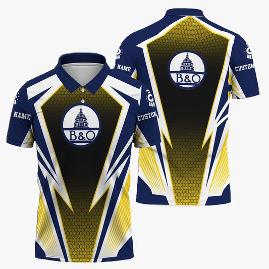 Baltimore and Ohio Railroad Polo Shirt, Lightning Graphic Style BAndO Shirt Gift Idea For Train Lover