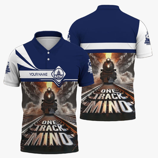 Baltimore and Ohio Railroad Polo Shirt, One Track Mind BAndO Train Printed Shirt